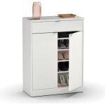 Commode meuble à chaussures coloris blanc brillant - hauteur 101 x longueur 75 x profondeur 36 cm Commode meuble à chaussures coloris blanc brillant - hauteur 101 x longueur 75 x profondeur 36 cm
