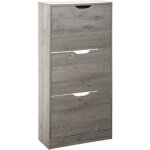 Commode meuble à chaussures coloris chêne gris - l. 60 x p. 24 x h. 118 cm Commode meuble à chaussures coloris chêne gris - l. 60 x p. 24 x h. 118 cm