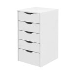 Commode meuble de rangement 5 tiroirs coloris blanc - hauteur 71 x longueur 40 x profondeur 43 cm