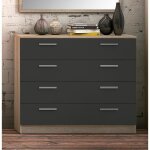 Commode meuble de rangement coloris ch�ne cambrian graphite - longueur 100 x profondeur 40 x hauteur ...