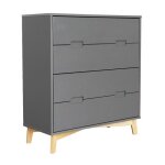 Commode meuble de rangement milano de 4 tiroirs coloris gris anthracite - longueur 80 x profondeur 35 ...