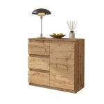 Commode mikel - 3 tiroirs et 1 porte - 75 x 80 x 35 cm (ch�ne wotan)