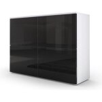 Commode moderne blanche et noir faades laques et corps mat