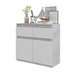 Commode noah - 2 tiroirs et 2 portes - meuble de rangement pour couloir / chambre - buffet h75cm l80cm ...
