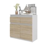Commode noah - 2 tiroirs et 2 portes - meuble de rangement pour couloir / chambre - buffet h75cm l80cm ...