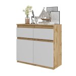 Commode noah - 2 tiroirs et 2 portes - meuble de rangement pour couloir / chambre - buffet h75cm l80cm ...