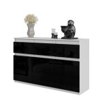 Commode noah - 3 tiroirs et 3 portes - meuble de rangement pour couloir / chambre - buffet h75cm l120cm ...