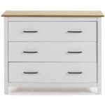 Commode en pin massif décor ciré blanc et chêne meuble de rangement - longueur 100 x profondeur 40 x ... Commode en pin massif décor ciré blanc et chêne meuble de rangement - longueur 100 x profondeur 40 x ...