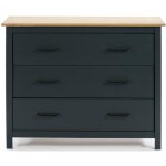 Commode en pin massif décor ciré bleu marine et chêne meuble de rangement - longueur 100 x profondeur ... Commode en pin massif décor ciré bleu marine et chêne meuble de rangement - longueur 100 x profondeur ...