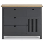 Commode en pin massif décor ciré gris anthracite et chêne meuble de rangement - longueur 100 x profondeur ... Commode en pin massif décor ciré gris anthracite et chêne meuble de rangement - longueur 100 x profondeur ...