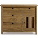 Commode en pin massif dcor cir naturel meuble de rangement - longueur 100 x profondeur 40 x hauteur ...