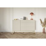 Commode � une porte avec tiroirs - selsey - veldio - 140 cm - taupe (gris - beige)