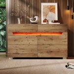 Commode - redom - modle 71 x 120 x 40 cm - 6 tiroirs - clairage led - chne