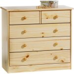 Commode rondo 5 tiroirs pin massif vernis naturel Commode rondo 5 tiroirs pin massif vernis naturel