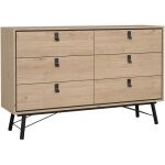 Commode ry - 6 tiroirs - d�cor ch�ne - l1503 x p401 x h948 cm