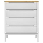 Commode - salalis - floro - bois de pin massif - 4 tiroirs - blanc