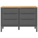 Commode - salalis - floro - bois de pin massif - 6 tiroirs - gris