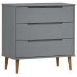 Commode - salalis - molde - bois de pin massif - 3 tiroirs - finition vernis uv