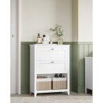 Commode de salle de bain - vasagle - 2 tiroirs avec s�parateur r�glable - 2 paniers - blanc nuage