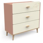 Commode suzie - 3 tiroirs - couleur beige et rose - l869 x p396 x h885 cm - demeyere