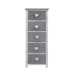 Commode table 5 tiroirs bois gris c?ur shabby - mobili rebecca Commode table 5 tiroirs bois gris c?ur shabby - mobili rebecca