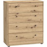 Commode tempra 4 tiroirs - d�cor ch�ne artisan ? l 737 � p 348 � h 855 cm