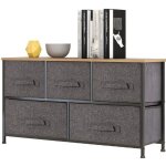 Commode en tissu avec 5 tiroirs meuble de rangement pour chambres salon couloirs entr�es gris - mondeer ...