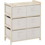 Homcom - commode en tissu - bois de sapin - 59x28x70cm - bois naturel beige