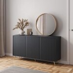 Commode trois portes - selsey - bello - 154 cm - lamelles noire