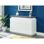 Commode halo ii - 6 tiroirs - mdf laqu - avec leds - coloris : blanc et bton