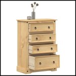 Commode - v bestlife - corona - bois massif de pin - 4 tiroirs - 80x43x114 cm