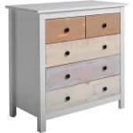 Commode 79x40x80cm betty colore avec 5 tiroirs en blanc et tiroirs multicouleursvs venta - stock