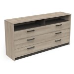 Commode - watson - 6 tiroirs - chne kronberg / chne waterford - 1627 x 395 x 811 cm - demeyere
