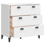 Commode - zerodis - viken - bois de pin massif - 3 tiroirs - blanc Commode - zerodis - viken - bois de pin massif - 3 tiroirs - blanc