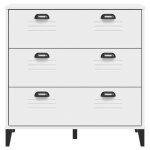 Commode - zerodis - viken - bois de pin massif - 3 tiroirs - blanc