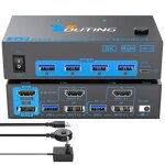 Commutateur kvm hdmi + dp double �cran pour 2 pc2 moniteurspartage de 4 appareils usb 3. 0