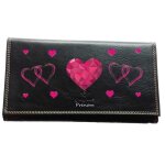 Compagnon porte chequier monnaie carte coeur rose avec prenom