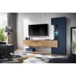 Meuble tv mariano ? ensemble complet coloris bleu marine et chêne Meuble tv mariano ? ensemble complet coloris bleu marine et chêne