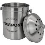 Composteur bac poubelle  compost de cuisine 5l rond en inox - gris - linxor