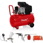 Compresseur dair 50l � huile 8 bar 115 psi silencieux 2cv 1. 5kw + kit 5 accessoires air comprim� itools ...