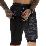 Compression shorts pour hommes sport 2 en 1 short de course double couche schage rapide fitness camouflage ...