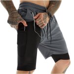 Compression shorts pour hommes sport 2 en 1 short de course double couche schage rapide fitness pantalon ...