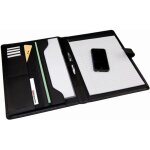 Confrencier a4 - simili cuir - noir - multipoches - fermeture pression - bloc note a4