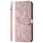 Confortable housse tui pour apple iphone 13 portefeuille cuir tui folio - arbre de vie en or rose b298s ...