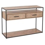 Console 2 tiroirs miraza 120cm naturel & noir