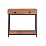 Miliboo - console avec rangements 2 tiroirs en bois massif et mtal noir l80 cm axelle