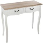 Console en bois avec 2 tiroirs coloris blanc - ch�ne - dim : l. 87 x l. 34 x h. 78 cm