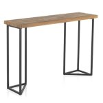 Console en bois d?olm vieux coloris naturel avec pieds en mtal noir - longueur 122 x hauteur 83 x largeur ...