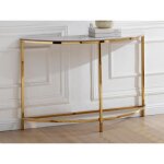 Console en c�ramique et acier inoxydable - effet marbre blanc et dor� - cylian