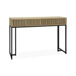 Console contemporaine décor bois rainuré et métal 2 tiroirs lisbonne Console contemporaine décor bois rainuré et métal 2 tiroirs lisbonne